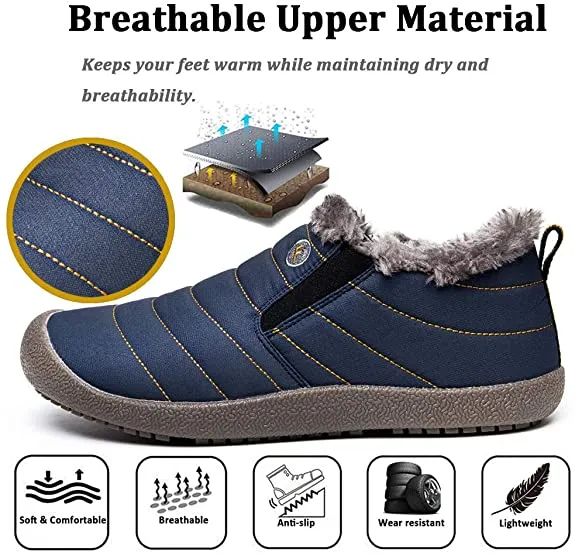 Herren Schneeschuhe Winterschuhe Slip On Ankle Booties Anti-Rutsch-Wasserbeständige Pelzgefütterte Outdoor-Sneakers