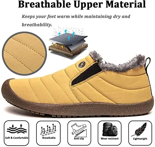 Herren Schneeschuhe Winterschuhe Slip On Ankle Booties Anti-Rutsch-Wasserbeständige Pelzgefütterte Outdoor-Sneakers