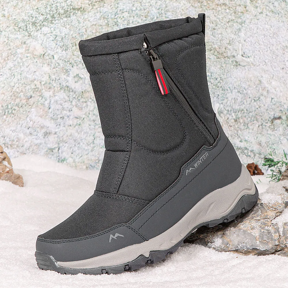 Herren-Schneestiefel mit seitlichem Reißverschluss, wasserdicht, rutschfest, verschleißfest, verdicken und samtig warm