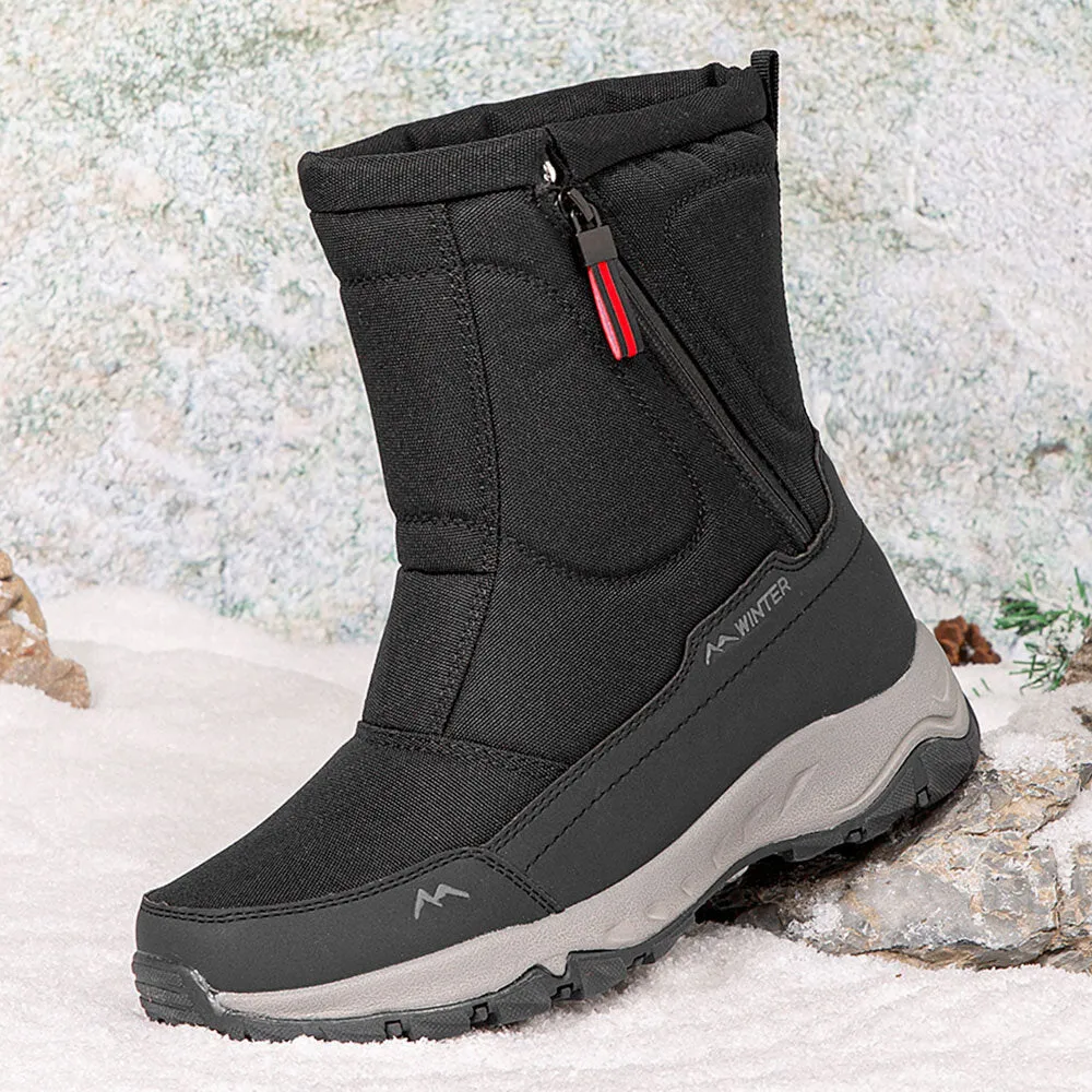 Herren-Schneestiefel mit seitlichem Reißverschluss, wasserdicht, rutschfest, verschleißfest, verdicken und samtig warm