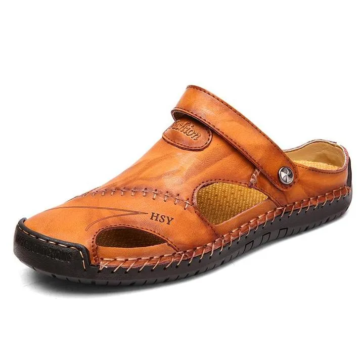 Herren Sommer Leder Sandalen Strandschuhe Hausschuhe