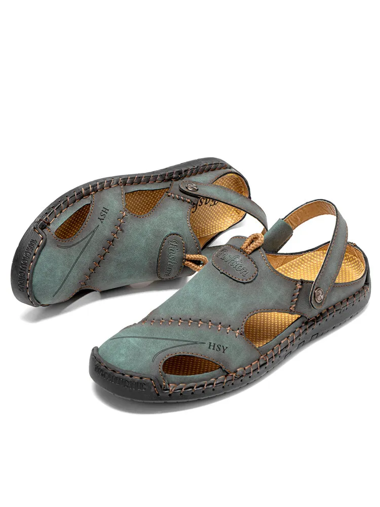 Herren Sommer Leder Sandalen Strandschuhe Hausschuhe