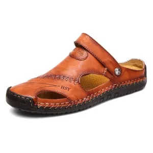 Herren Sommer Leder Sandalen Strandschuhe Hausschuhe