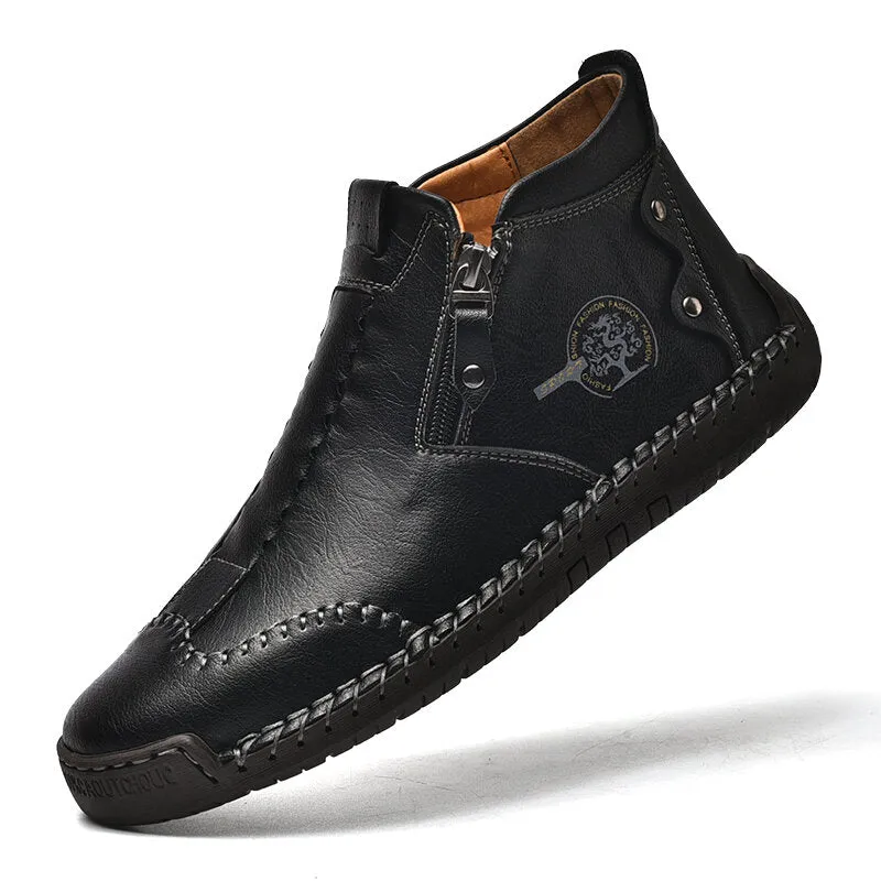 Herren Stylische Ankle Boots aus Mikrofaser-Leder mit seitlichem Reißverschluss