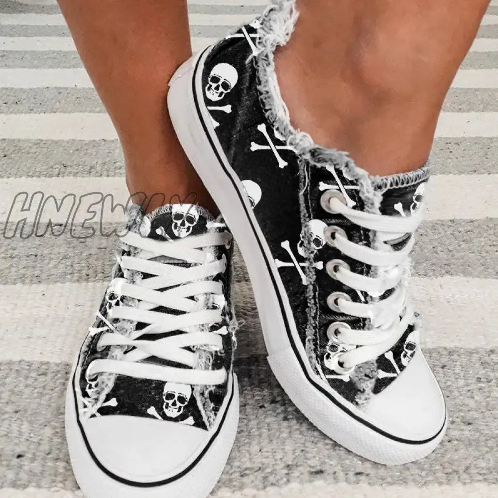 Hnewly - Halloween Black Casual Daily Patchwork Printing Round Comfortable Out Door Shoes