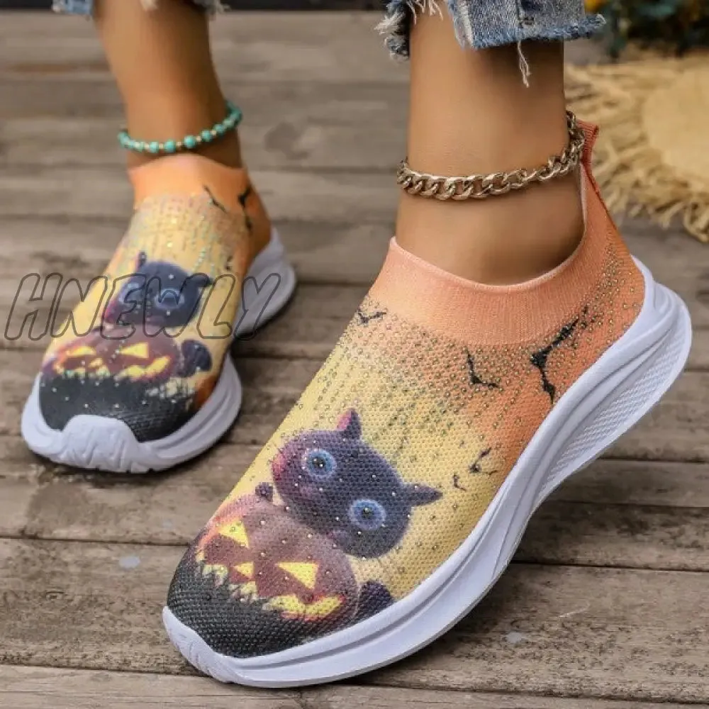 Hnewly - Light Yellow Casual Sportswear Daily Patchwork Printing Rhinestone Round Comfortable Out Door Shoes