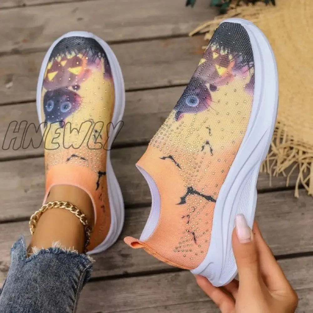 Hnewly - Light Yellow Casual Sportswear Daily Patchwork Printing Rhinestone Round Comfortable Out Door Shoes