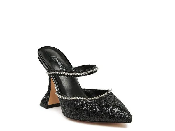 Iris Glitter Spool Heel Sandal