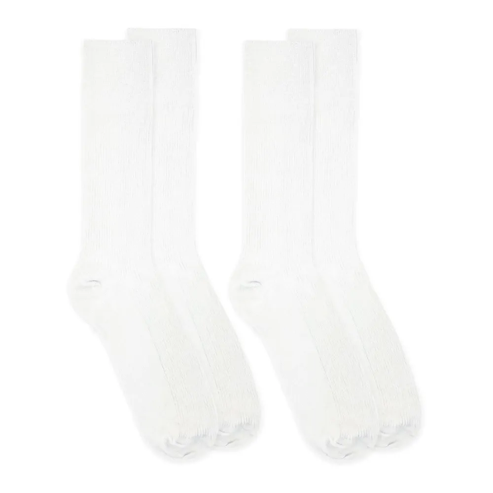 Jefferies Socks Carolina Ultimate Non-Binding Dress Crew White Socks 9-13