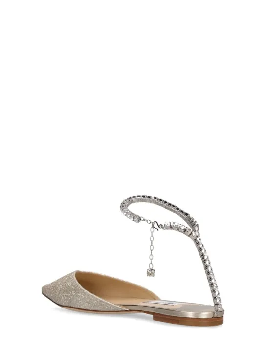 Jimmy Choo   10mm Saeda glittered flats 