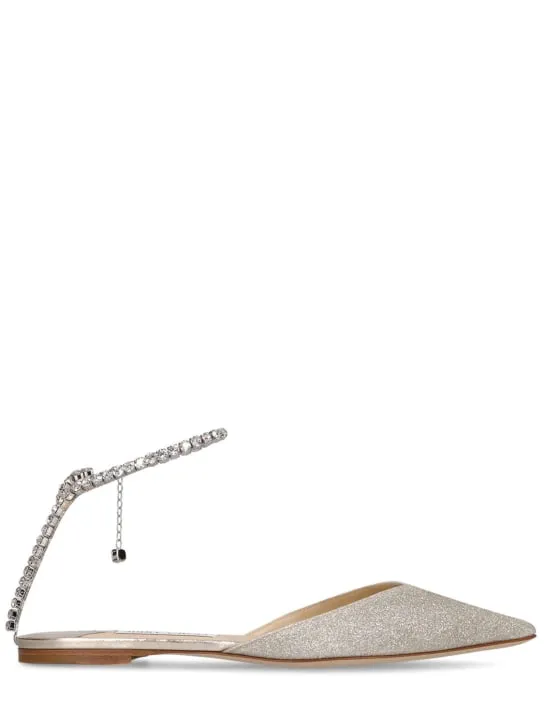 Jimmy Choo   10mm Saeda glittered flats 