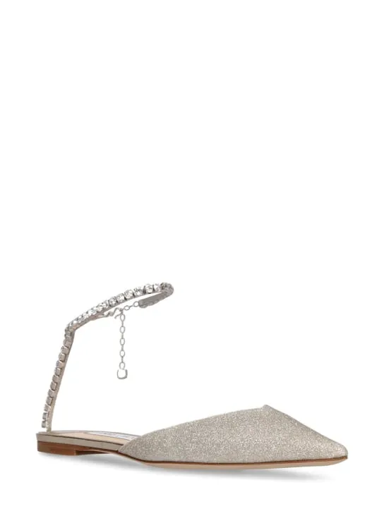 Jimmy Choo   10mm Saeda glittered flats 