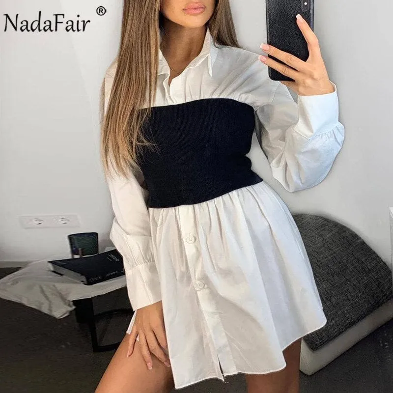 Joskaa hoco dresses Christmas Gift Nadafair Puff Sleeve Mini Dress Women 2024 Spring Chic Wrap A-Line Long Sleeve Shirt Short Vestidos Casual Women's Dress