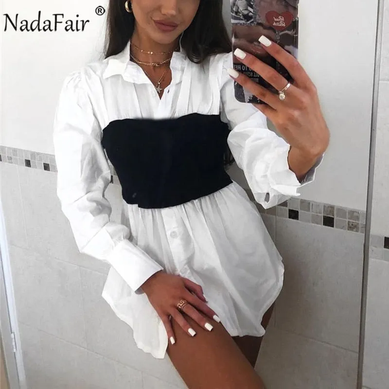 Joskaa hoco dresses Christmas Gift Nadafair Puff Sleeve Mini Dress Women 2024 Spring Chic Wrap A-Line Long Sleeve Shirt Short Vestidos Casual Women's Dress