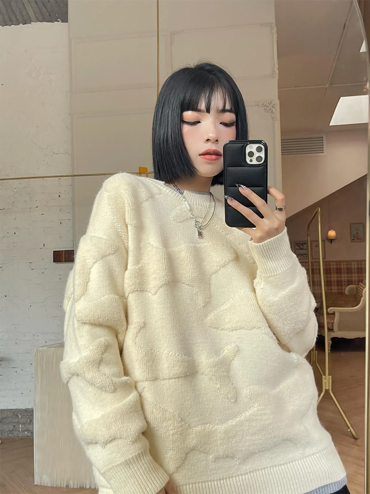 Joskaa Tawaaiw Streetwear Patchwork Fleece Sweater Women Long Sleeve Korean Style Autumn Winter Knitted Pullover Ladies Jumper Chic