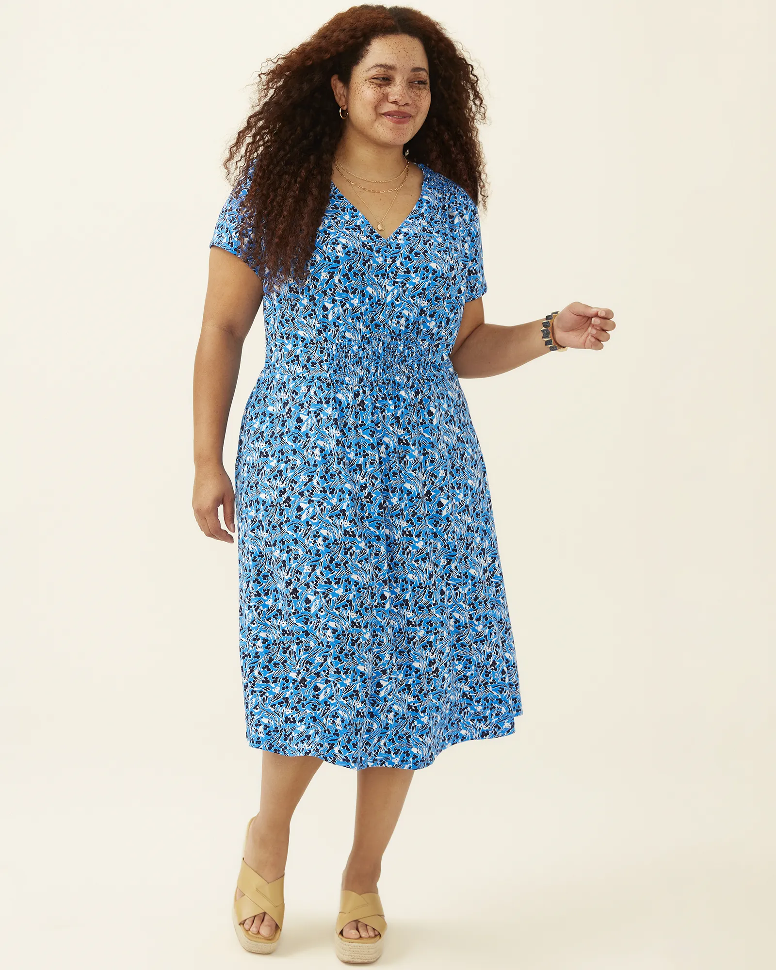 Julianne Smock Waist Midi Dress | Azure Blue