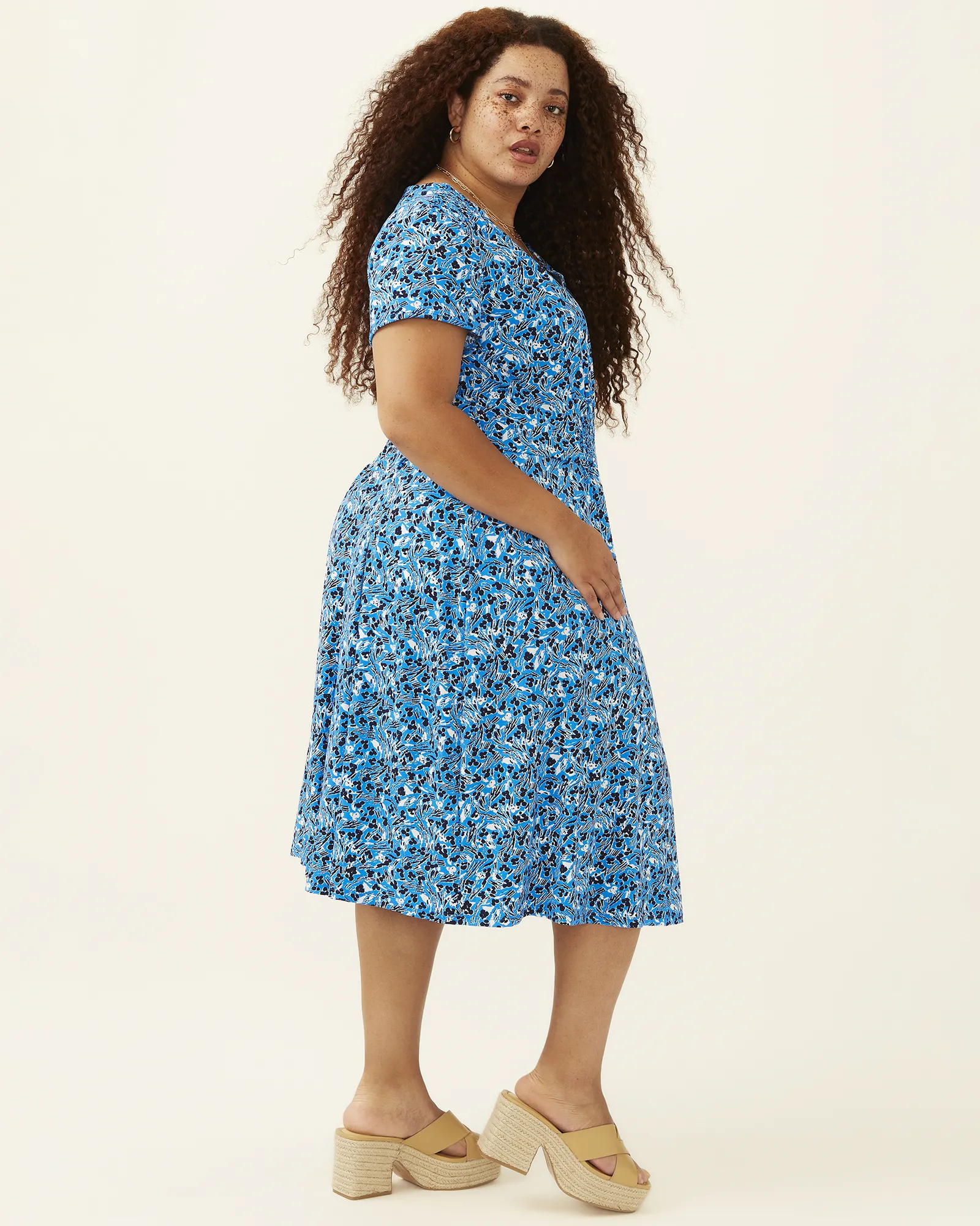 Julianne Smock Waist Midi Dress | Azure Blue