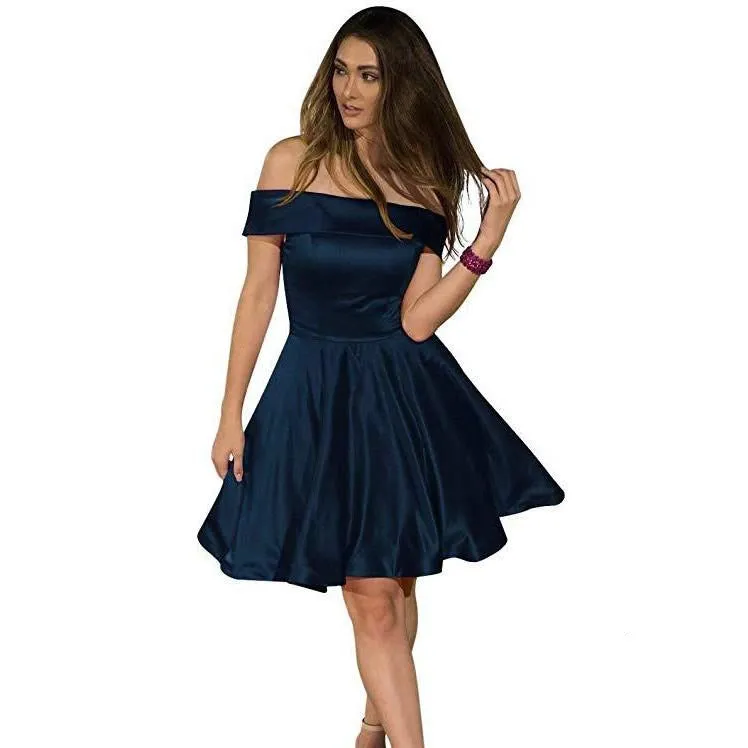 Junior Bridesmaid Dresses Off Shoulder Short Sleeve Prom Dress Short