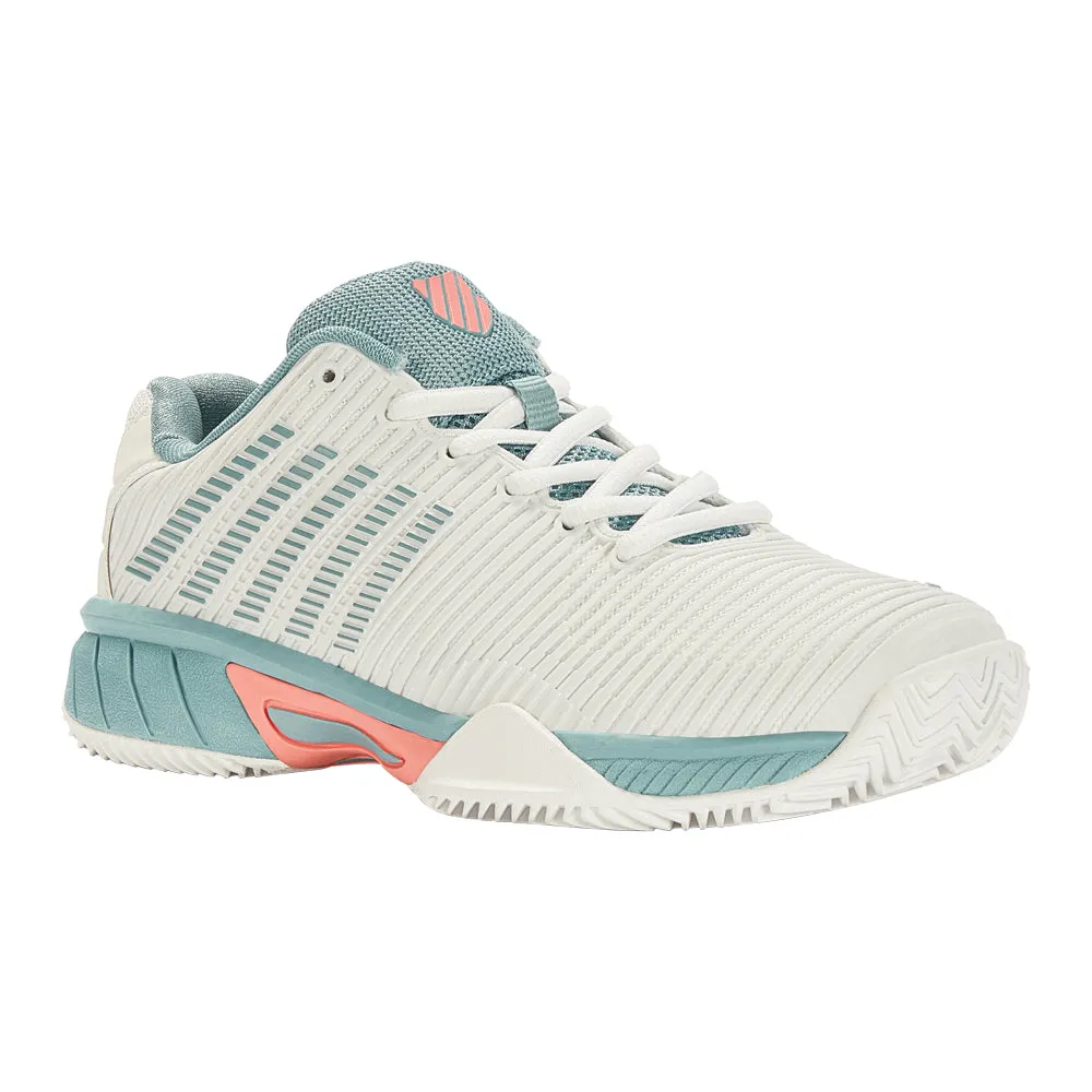 K-Swiss Hypercourt Express 2 HB Tennis Shoes (Girls) - Blanc/Nile Blue/Desert Flower