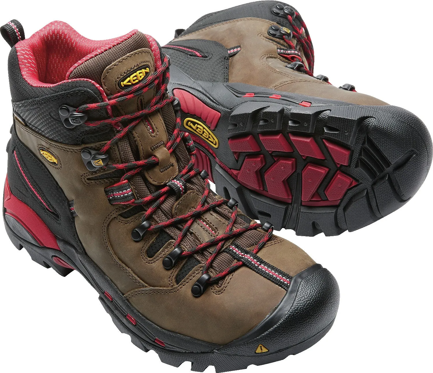 'Keen Utility' Men's 6" Pittsburgh WP Steel Toe - Bison Brown / Red / Black