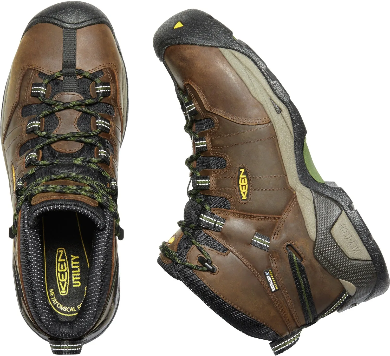 'Keen Utility' Men's Detroit XT Mid Steel Toe Waterproof - Cascade Brown / Bronze Green