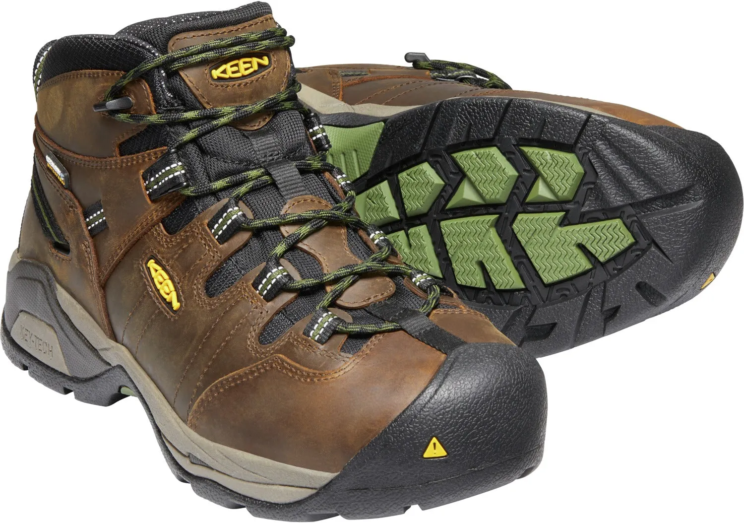 'Keen Utility' Men's Detroit XT Mid Steel Toe Waterproof - Cascade Brown / Bronze Green