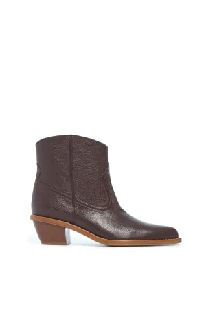 Leduc Ankle Boot in Chocolate Textured Leather