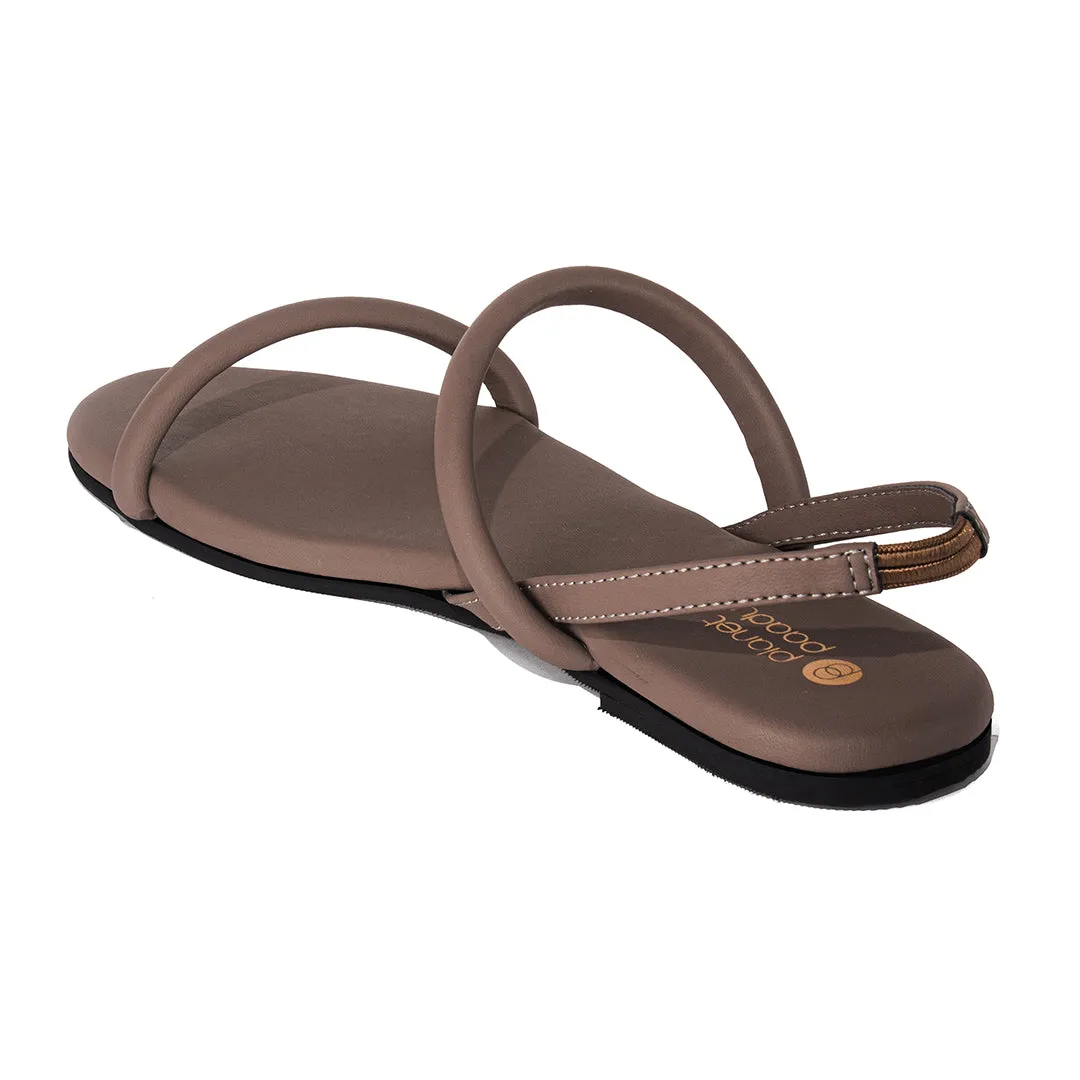 Lily Dual-Strap Vegan Leather Brown Women Sandals