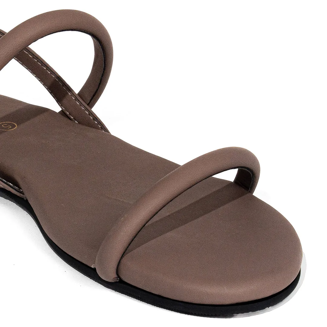 Lily Dual-Strap Vegan Leather Brown Women Sandals