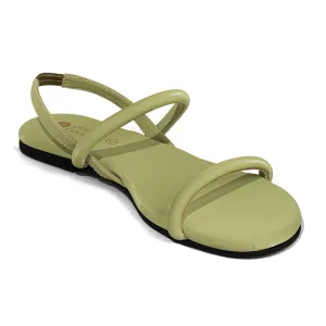 Lily Dual-Strap Vegan Leather Green Women Sandals