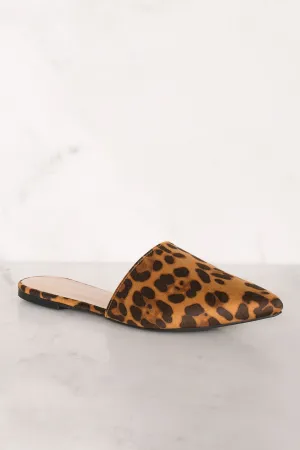 Lucy Leopard Print Pointed Toe Slides