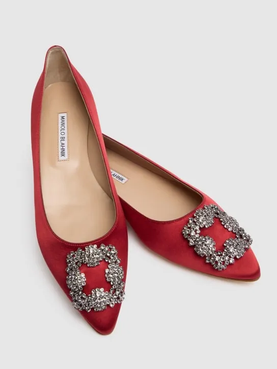 Manolo Blahnik   10mm Hangisi silk blend satin flats 