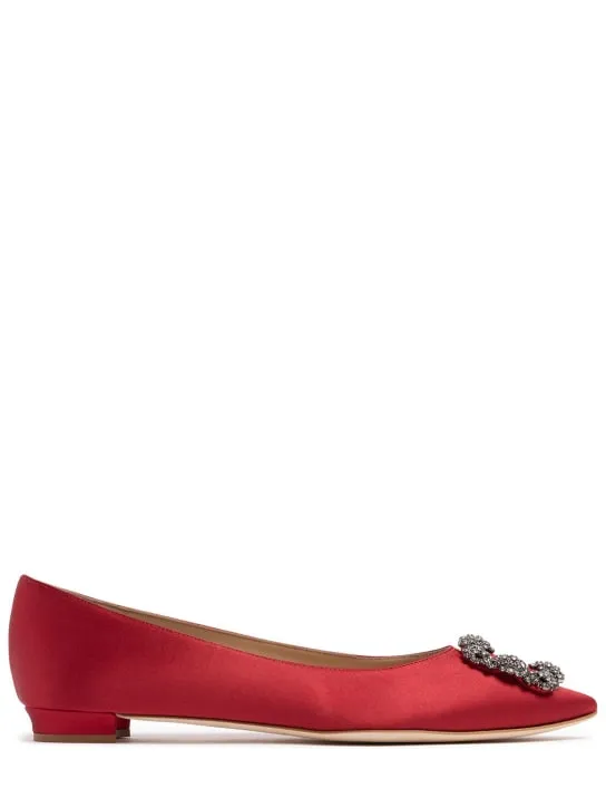 Manolo Blahnik   10mm Hangisi silk blend satin flats 