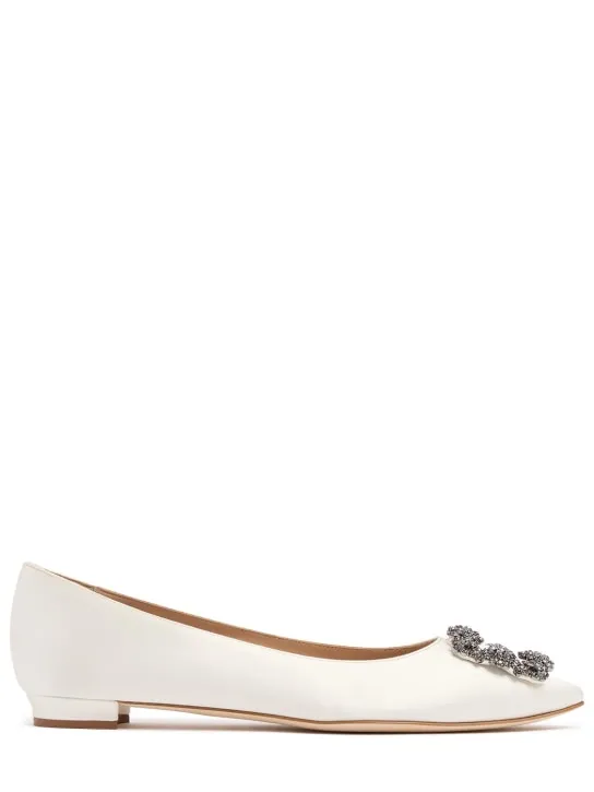 Manolo Blahnik   10mm Hangisi silk blend satin flats 