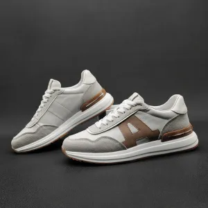 Men Fashion Patchwork Leather Casual Running Sneakers