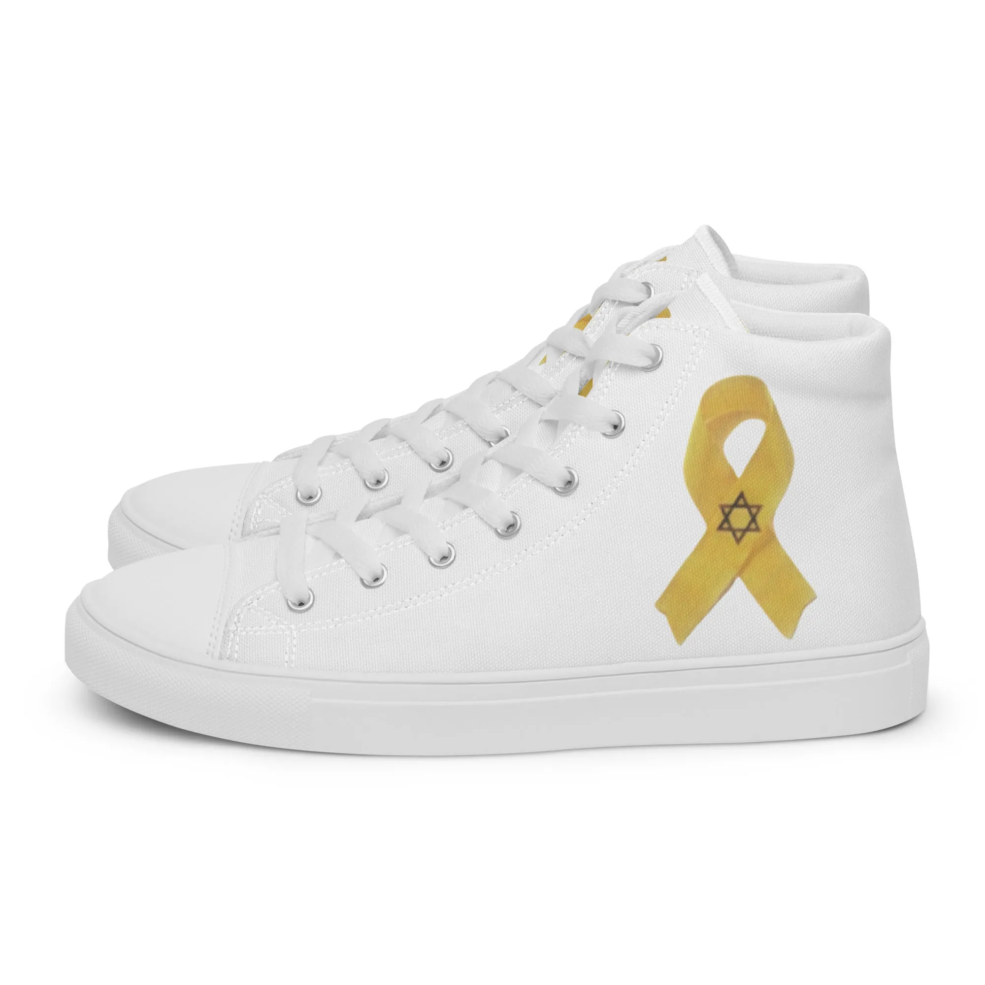 Men’s High Top Canvas Shoes -- Yellow Awareness Ribbon, Bring Them Home Now