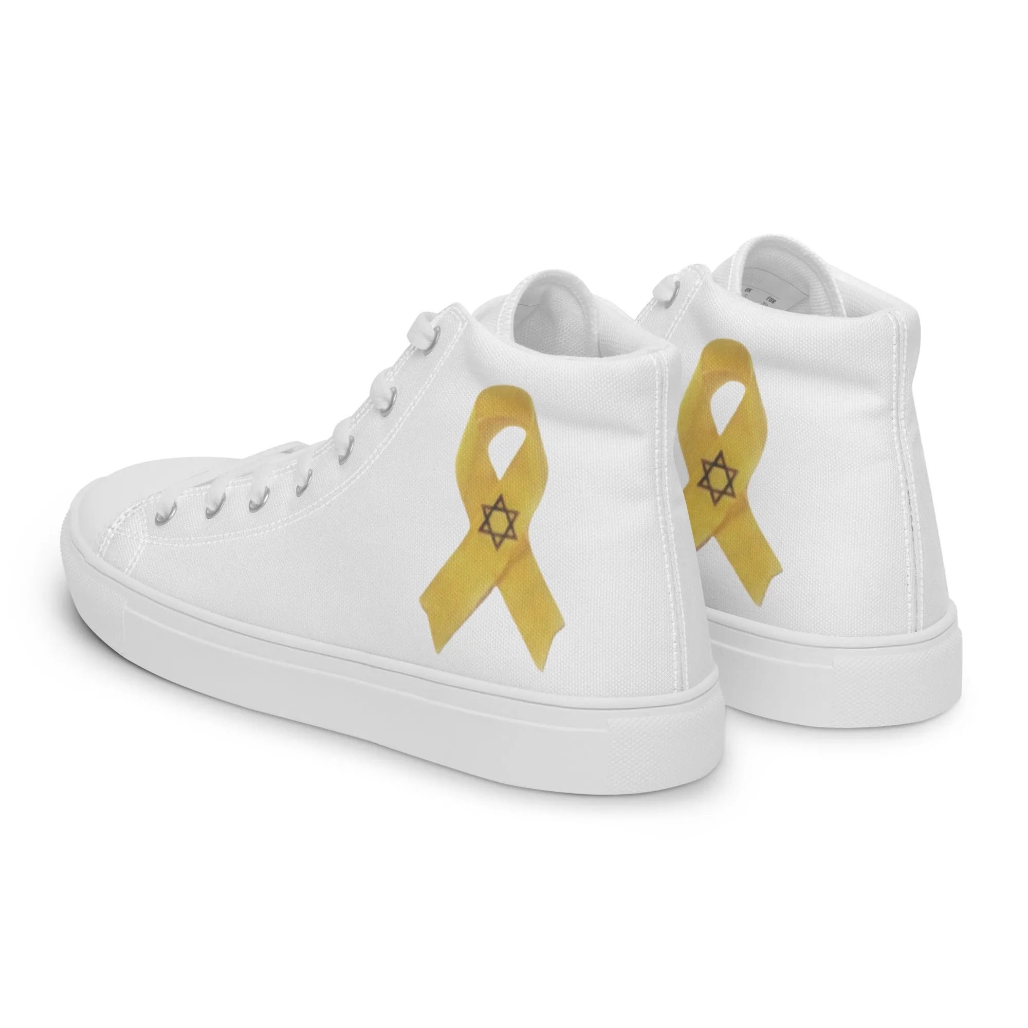 Men’s High Top Canvas Shoes -- Yellow Awareness Ribbon, Bring Them Home Now