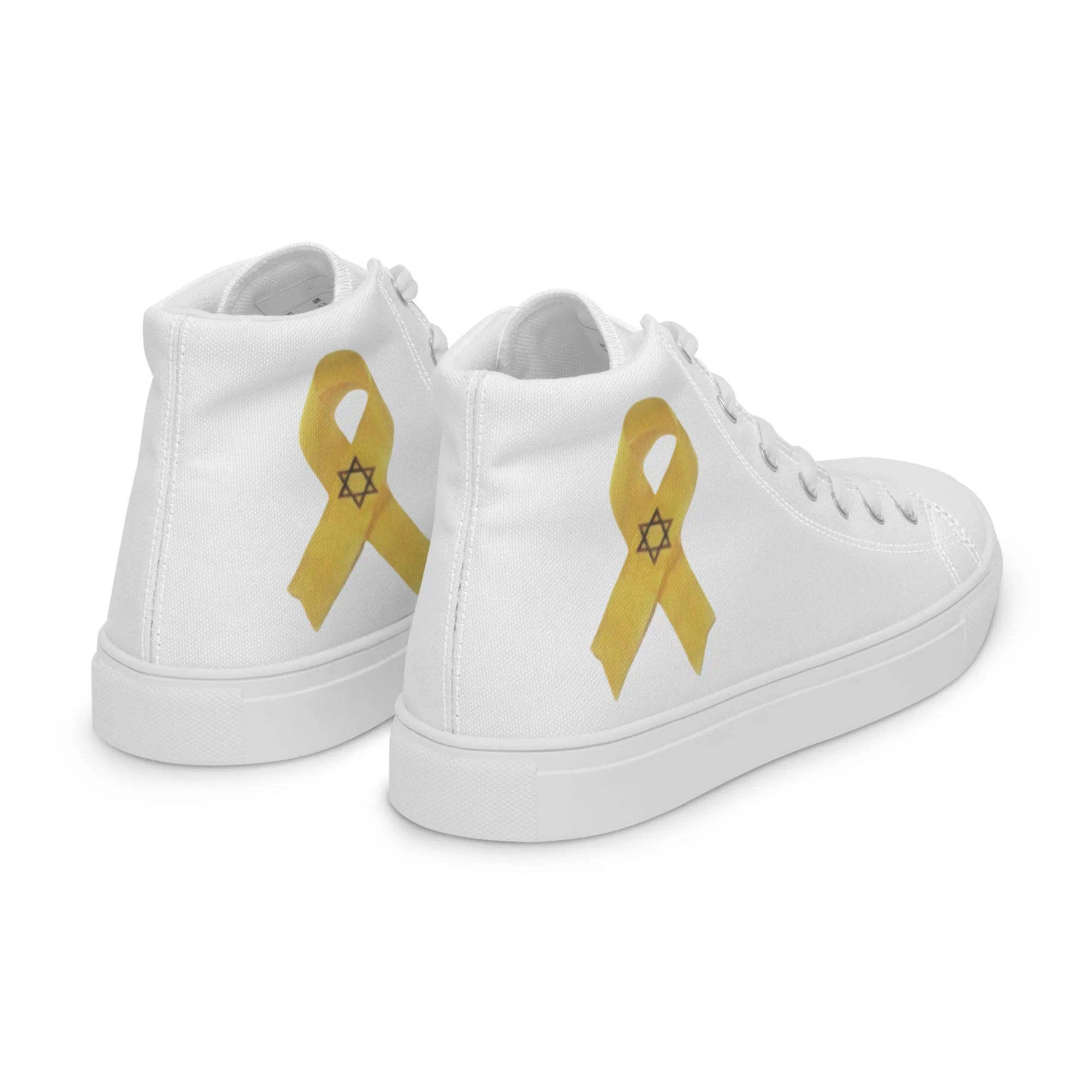 Men’s High Top Canvas Shoes -- Yellow Awareness Ribbon, Bring Them Home Now