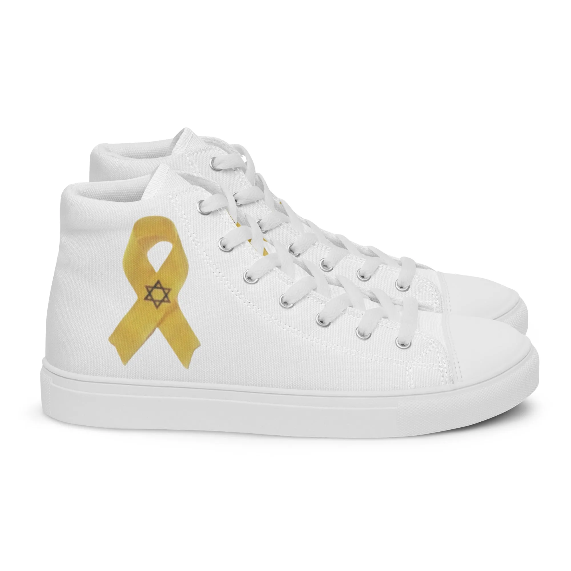 Men’s High Top Canvas Shoes -- Yellow Awareness Ribbon, Bring Them Home Now