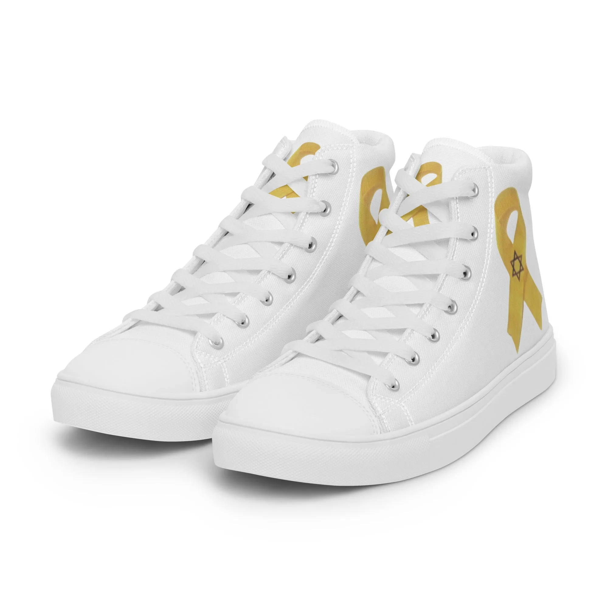 Men’s High Top Canvas Shoes -- Yellow Awareness Ribbon, Bring Them Home Now