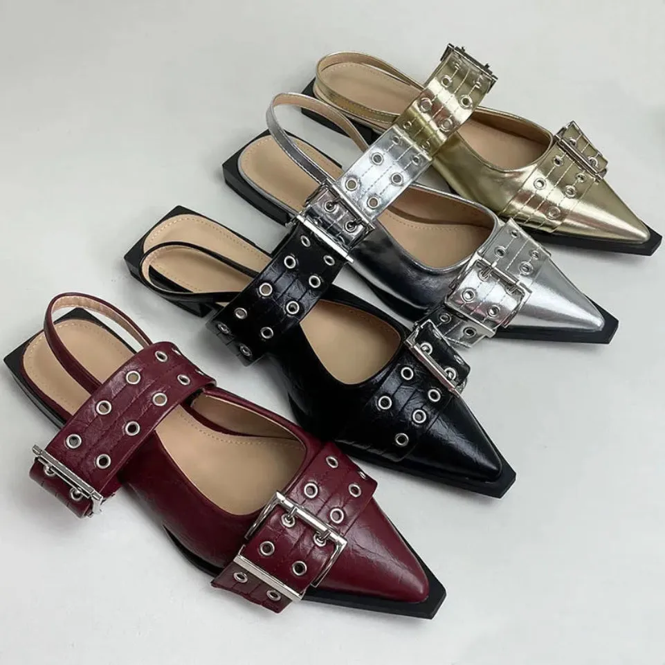 Merendy Burdina pointed toe Buckle Slingback Ladies Shoes