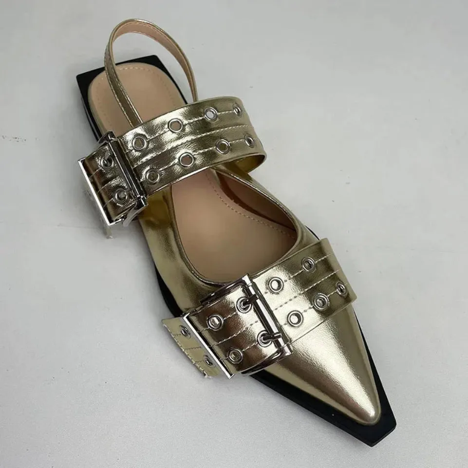 Merendy Burdina pointed toe Buckle Slingback Ladies Shoes