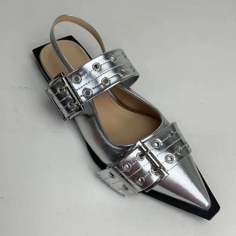 Merendy Burdina pointed toe Buckle Slingback Ladies Shoes