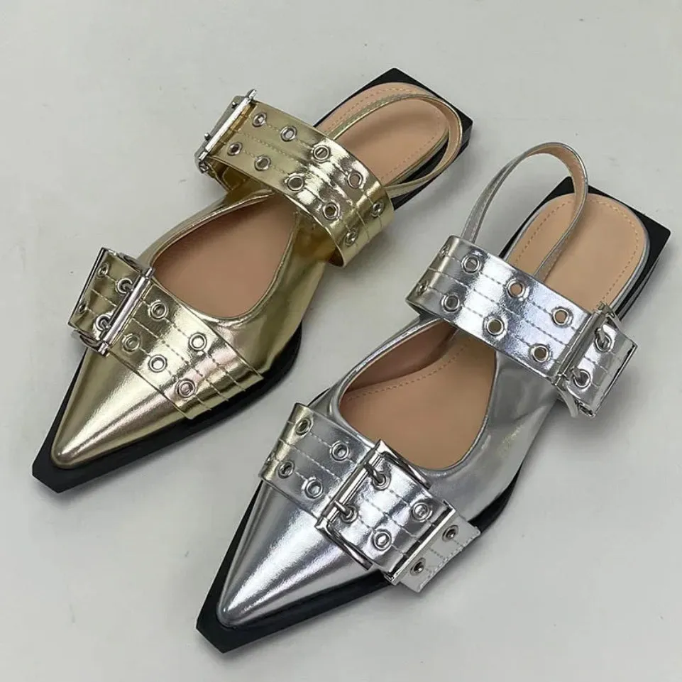 Merendy Burdina pointed toe Buckle Slingback Ladies Shoes