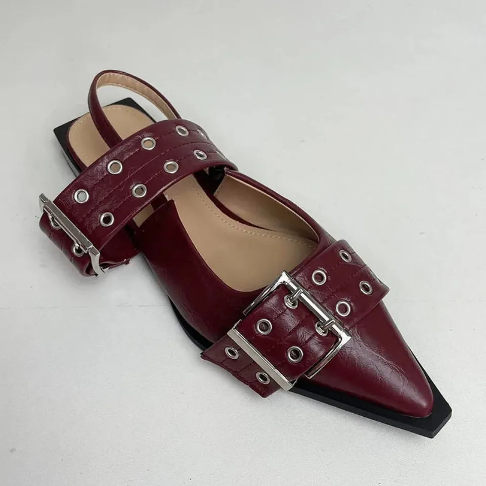 Merendy Burdina pointed toe Buckle Slingback Ladies Shoes