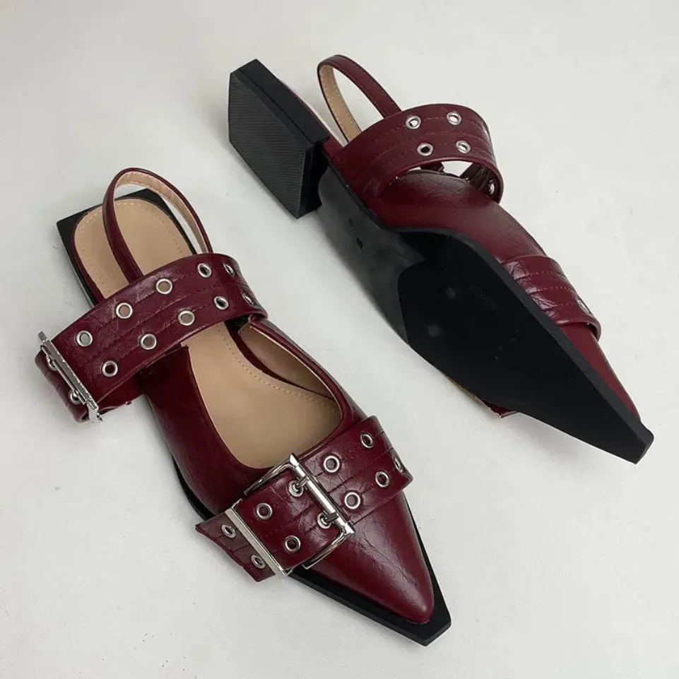 Merendy Burdina pointed toe Buckle Slingback Ladies Shoes