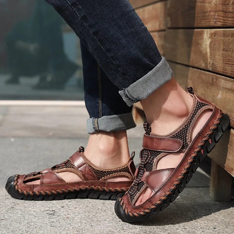 Männer bequeme Sandalen aushöhlen handgemachte Lederschuhe