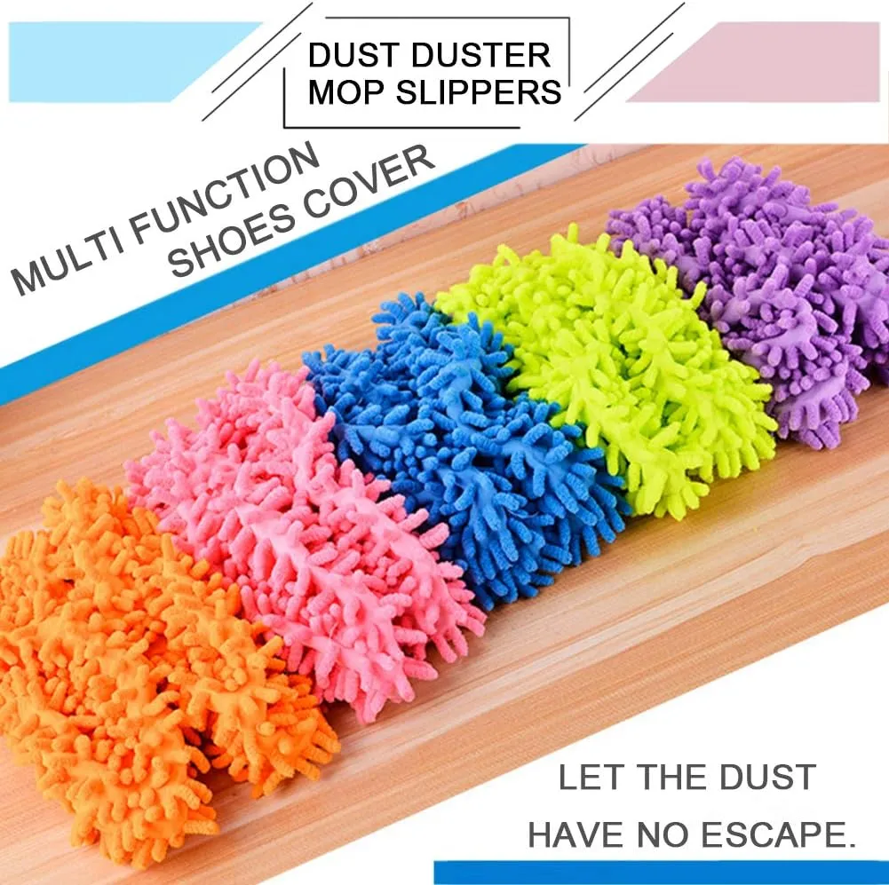 Mop Slippers Shoes Cover Dust Duster Slippers Cleaning Floor House Washable 10 PCS 5 Pairs