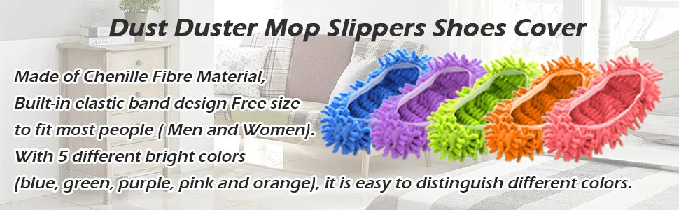 Mop Slippers Shoes Cover Dust Duster Slippers Cleaning Floor House Washable 10 PCS 5 Pairs