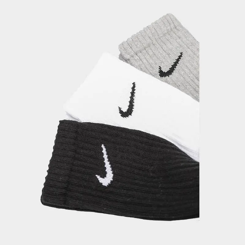 Nike Unisex 3 Pack Crew Cushioned Training Socks Black/White/Grey _ 168831 _ Multi